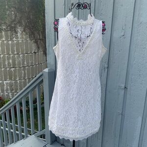 Kenzie Women’s White Lace Mini Dress (Size 12) White/ivory